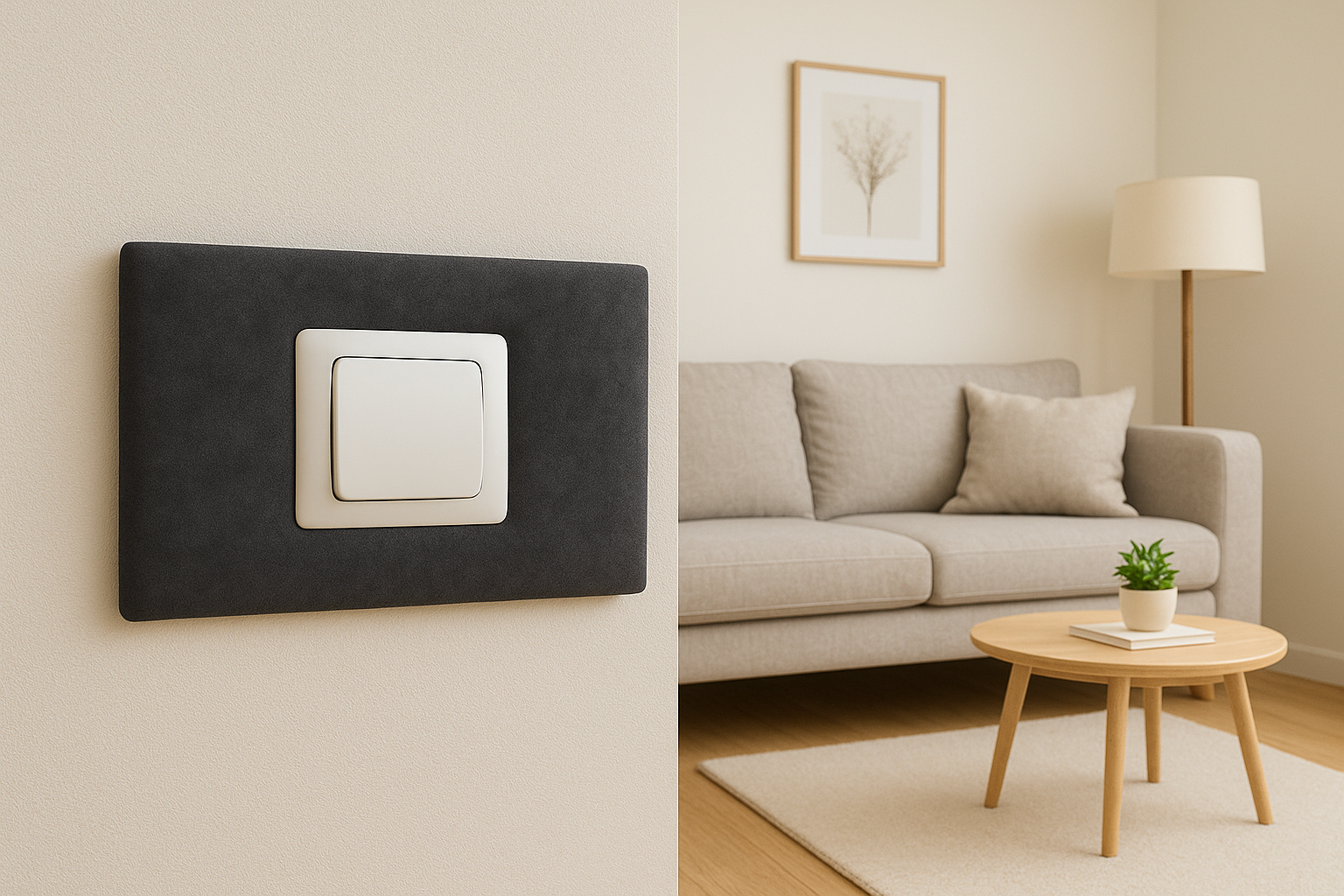 Panel tapicerowany na włącznik światła